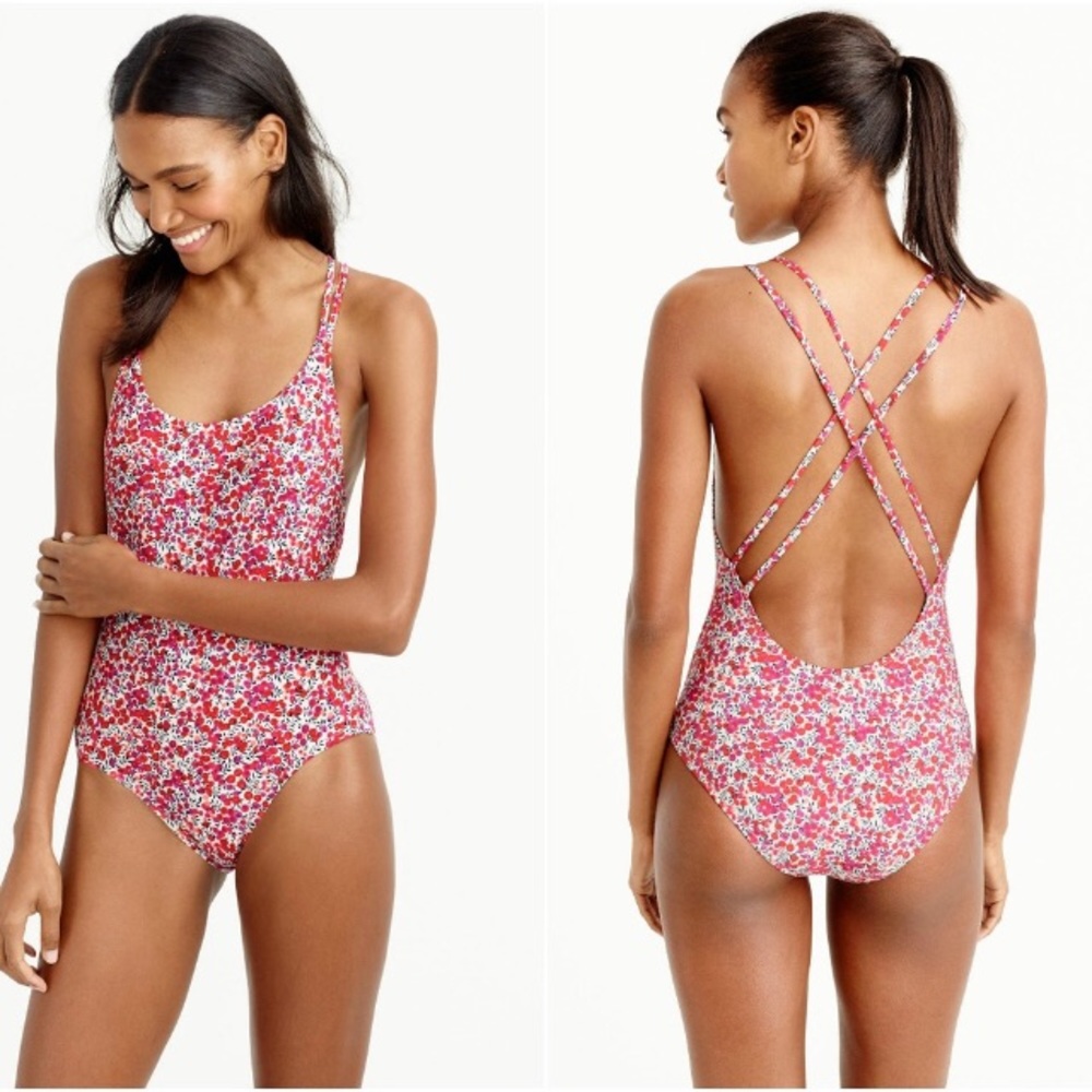 J.CREW STRAPPY ONE-PIECE SWIMSUIT IN LIBERTY WILTSHIRE FLORAL - Size 2